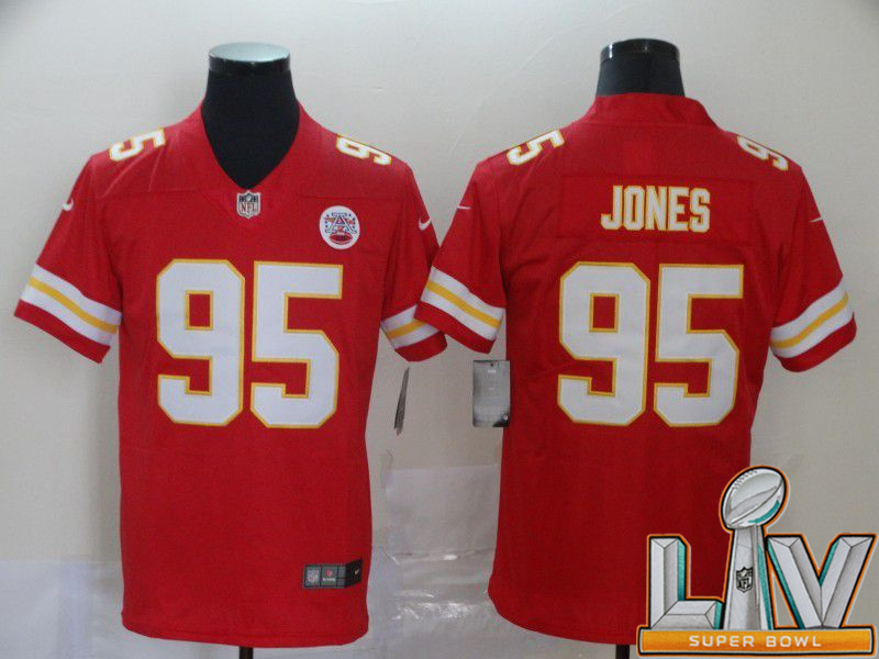 Super Bowl LV 2021 Men Kansas City Chiefs #95 Jones Red Nike Vapor Untouchable Limited NFL Jersey->customized nfl jersey->Custom Jersey
